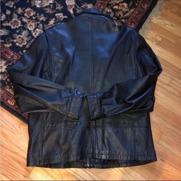 Wilson’s Leather vintage men’s black biker jacket XL - Picture 7 of 8